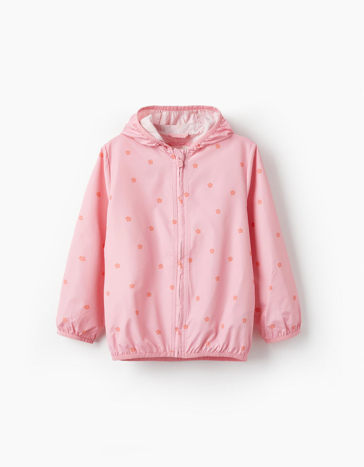 Cortavientos con capucha floral