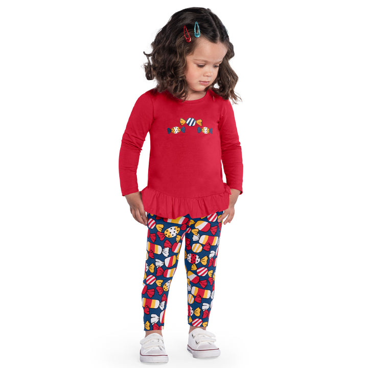 Conjunto camiseta volantes leggins caramelos