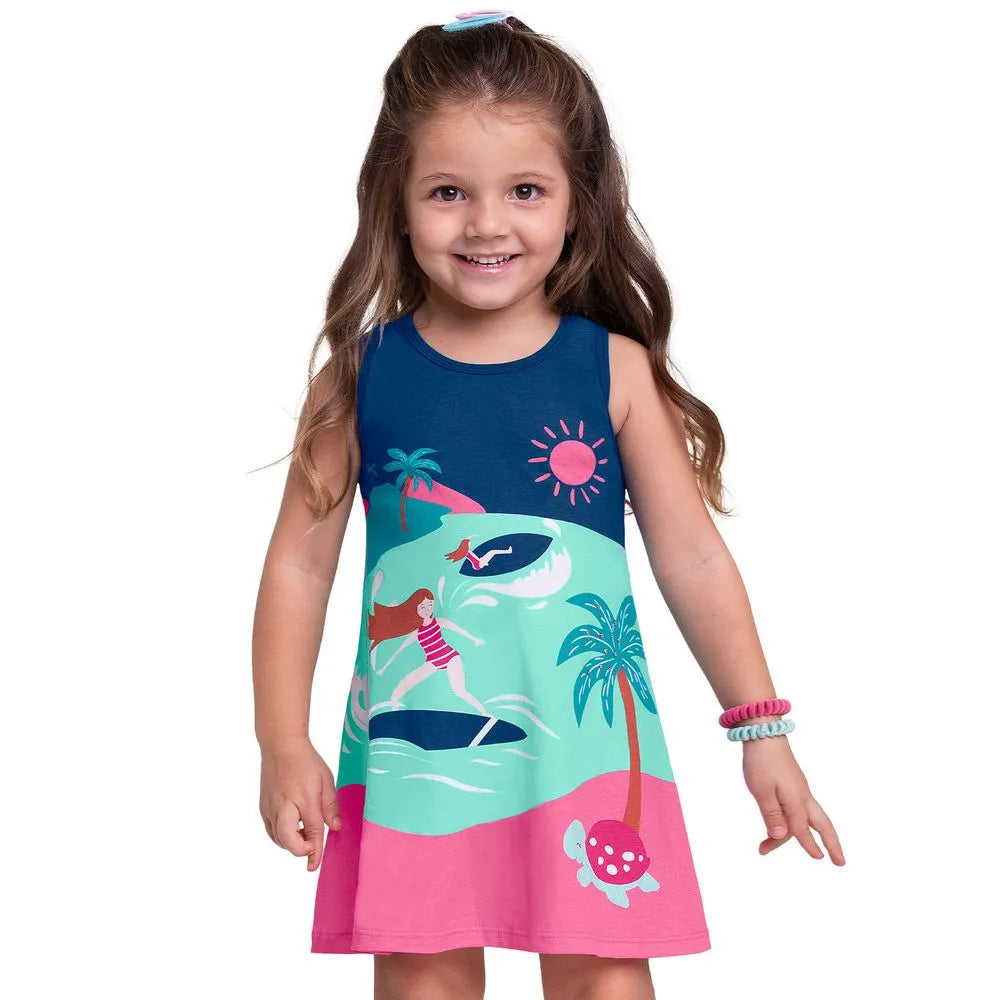 Vestido Infantil Kyly beach Media Malla