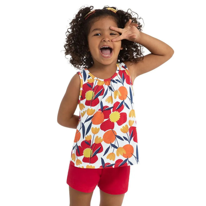Conjunto niña Kyly flower Blusa + Pantalón Corto