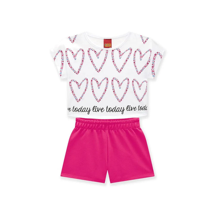 Conjunto niña Kyly corazon Blusa + Pantalón Corto