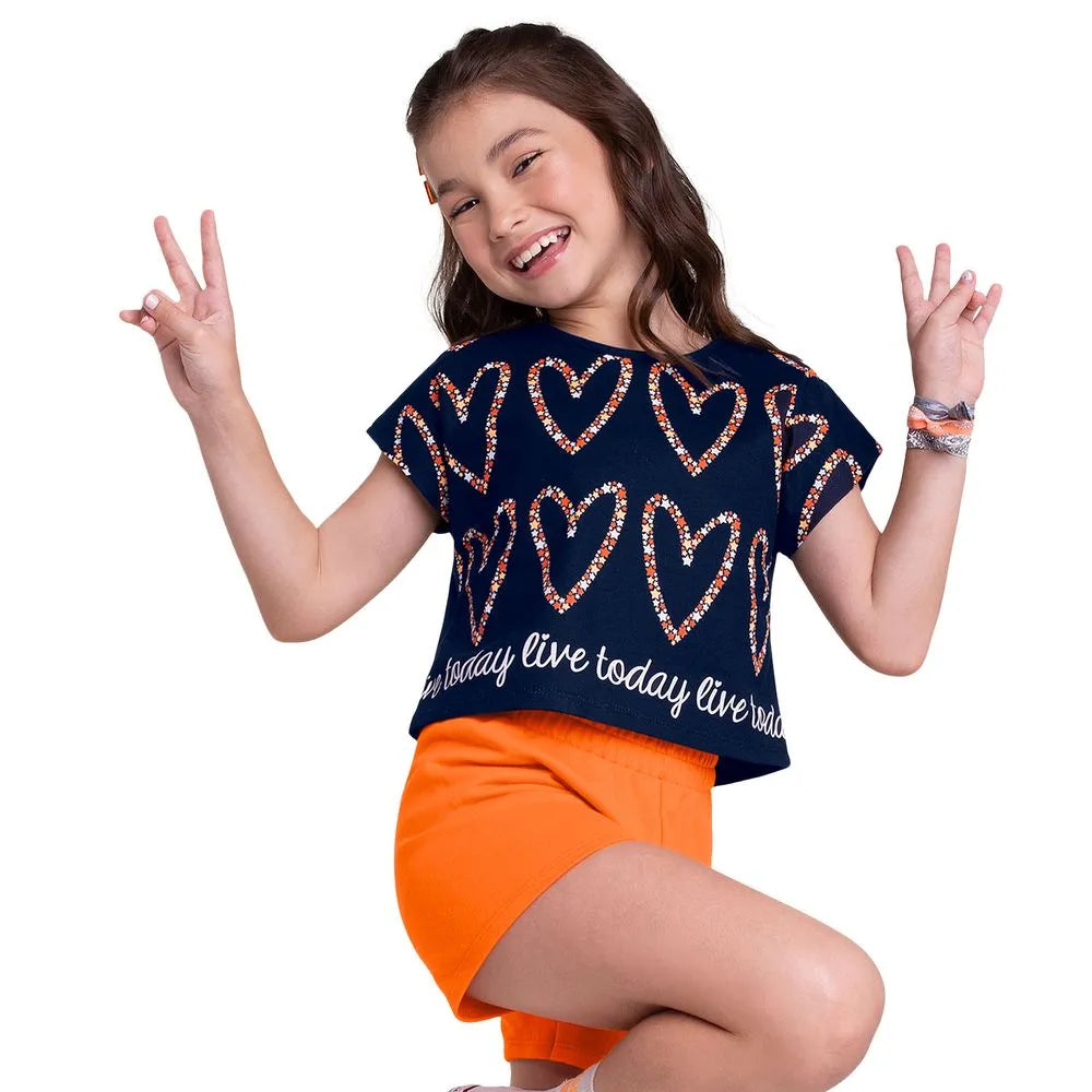 Conjunto niña Kyly corazon Blusa + Pantalón Corto