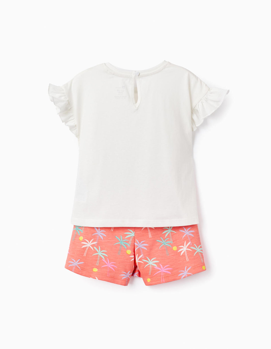 Conjunto camiseta volantes falda palmeras