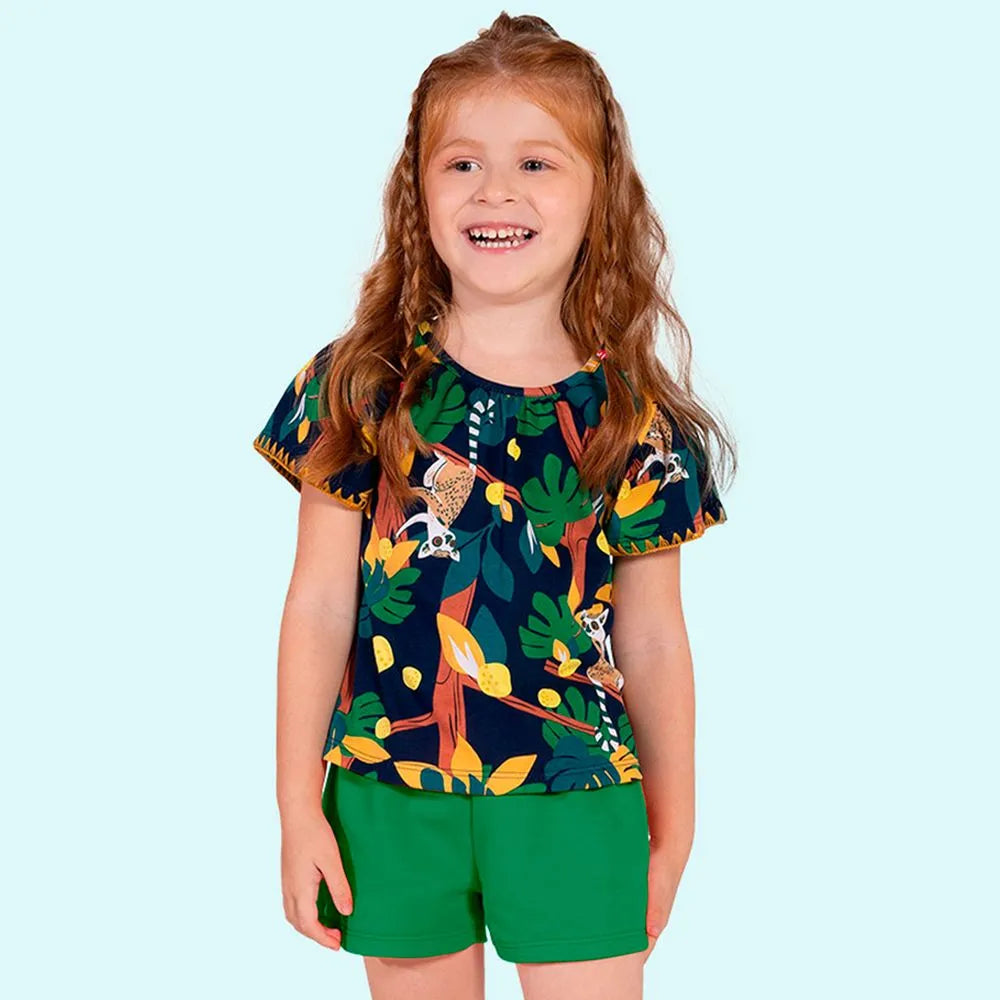 Conjunto niña mono Blusa + Pantalón Corto Nanai