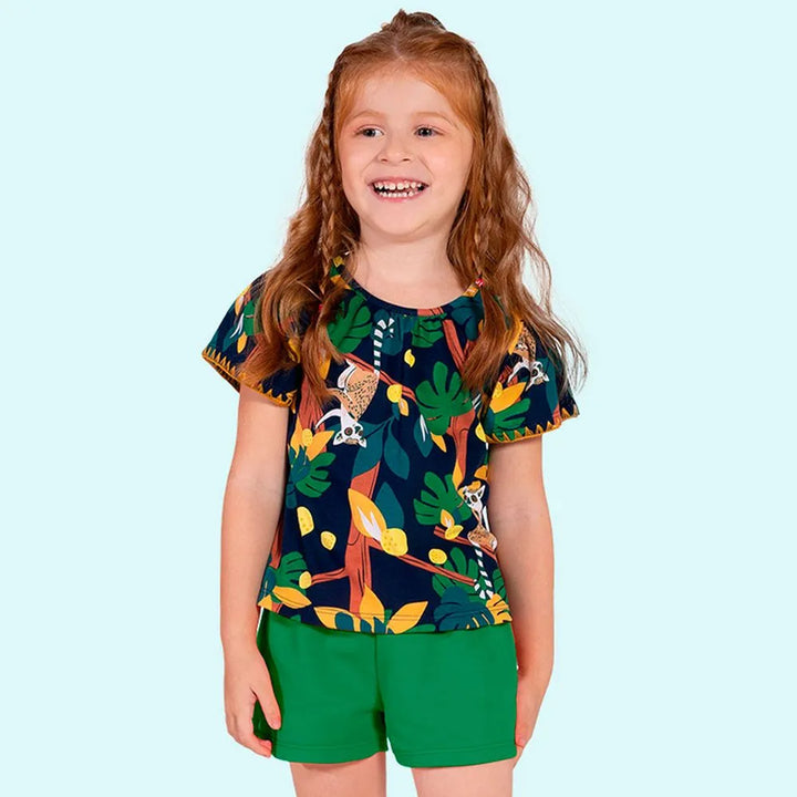 Conjunto niña mono Blusa + Pantalón Corto Nanai