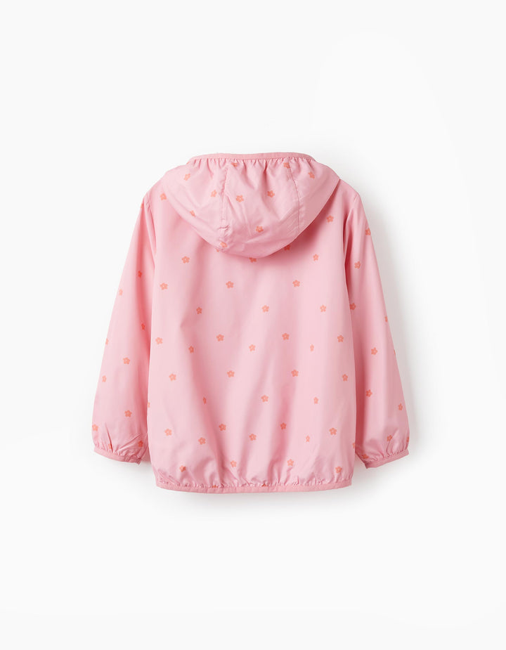 Cortavientos con capucha floral