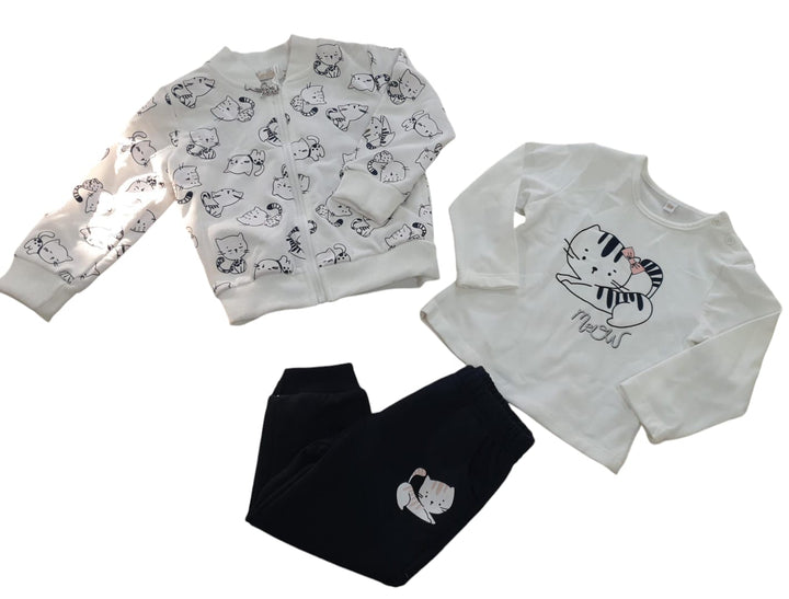 Conjunto sudadera, camiseta y pantalon cats, 3 piezas